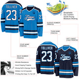Custom Blue White-Navy Reversible Double Side Hockey Jersey