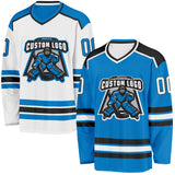 Custom Blue White-Black Reversible Double Side Hockey Jersey