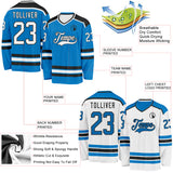 Custom Blue White-Black Reversible Double Side Hockey Jersey