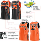 Custom Black Orange-White Side Panel Stripe Geometric Triangle Gradient Dot Reversible Double Side Sublimation Basketball Set Jersey