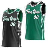 Custom Black White-Kelly Green Side Panel Stripe Geometric Triangle Gradient Dot Reversible Double Side Sublimation Basketball Set Jersey
