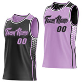 Custom Black Light Purple-White Side Panel Stripe Geometric Triangle Gradient Dot Reversible Double Side Sublimation Basketball Set Jersey