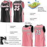 Custom Black White-Medium Pink Side Panel Stripe Geometric Triangle Gradient Dot Reversible Double Side Sublimation Basketball Set Jersey