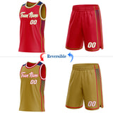 Custom Red White Old Gold-Navy Side Panel Stripe Geometric Triangle Gradient Dot Reversible Double Side Sublimation Basketball Set Jersey