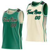 Custom Kelly Green Black-Cream Side Panel Stripe Geometric Triangle Gradient Dot Reversible Double Side Sublimation Basketball Set Jersey