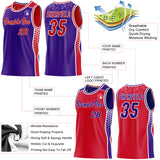 Custom Purple Red-White Side Panel Stripe Geometric Triangle Gradient Dot Reversible Double Side Sublimation Basketball Set Jersey
