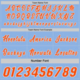 Custom Light Blue Orange-White Side Panel Stripe Geometric Triangle Gradient Dot Reversible Double Side Sublimation Basketball Set Jersey
