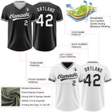 Custom Black-White Reversible Pullover Baseball Jersey Shirt
