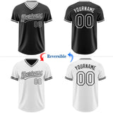 Custom Black-White Reversible Pullover Baseball Jersey Shirt