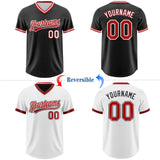 Custom Black Red-White Reversible Pullover Baseball Jersey Shirt