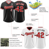 Custom Black Red-White Reversible Pullover Baseball Jersey Shirt