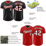 Custom Black White-Red Reversible Pullover Baseball Jersey Shirt