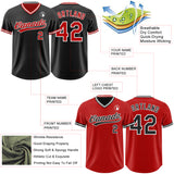 Custom Black Red-White Reversible Pullover Baseball Jersey Shirt