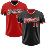 Custom Black Red-White Reversible Pullover Baseball Jersey Shirt