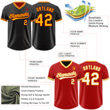 Custom Black Gold-Red Reversible Pullover Baseball Jersey Shirt