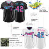 Custom Black Pink-Sky Blue Reversible Pullover Baseball Jersey Shirt