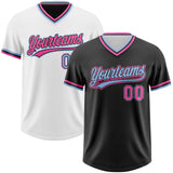 Custom Black Pink-Light Blue Reversible Pullover Baseball Jersey Shirt