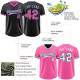 Custom Black Pink-Light Blue Reversible Pullover Baseball Jersey Shirt