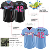 Custom Black Pink-Light Blue Reversible Pullover Baseball Jersey Shirt