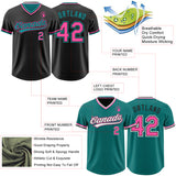 Custom Black Pink-Teal Reversible Pullover Baseball Jersey Shirt