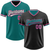 Custom Black Pink-Teal Reversible Pullover Baseball Jersey Shirt