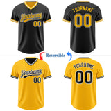 Custom Black Gold-White Reversible Pullover Baseball Jersey Shirt