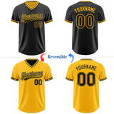 Custom Black-Gold Reversible Pullover Baseball Jersey Shirt