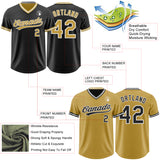 Custom Black Old Gold-White Reversible Pullover Baseball Jersey Shirt