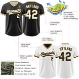 Custom Black White-Old Gold Reversible Pullover Baseball Jersey Shirt