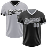 Custom Black Gray-White Reversible Pullover Baseball Jersey Shirt