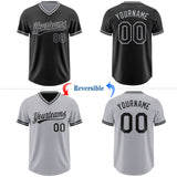 Custom Black-Gray Reversible Pullover Baseball Jersey Shirt