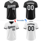 Custom Black White-Gray Reversible Pullover Baseball Jersey Shirt