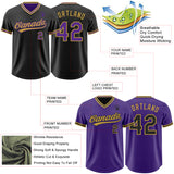 Custom Black Purple-Old Gold Reversible Pullover Baseball Jersey Shirt