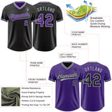 Custom Black Purple-Gray Reversible Pullover Baseball Jersey Shirt