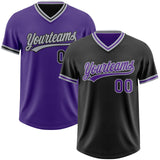 Custom Black Purple-Gray Reversible Pullover Baseball Jersey Shirt