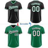 Custom Black White-Kelly Green Reversible Pullover Baseball Jersey Shirt