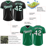 Custom Black White-Kelly Green Reversible Pullover Baseball Jersey Shirt