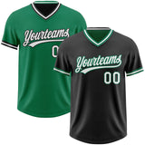Custom Black White-Kelly Green Reversible Pullover Baseball Jersey Shirt
