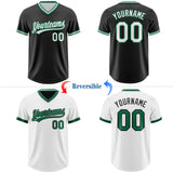 Custom Black White-Kelly Green Reversible Pullover Baseball Jersey Shirt