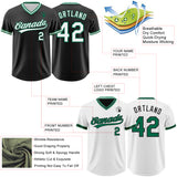 Custom Black White-Kelly Green Reversible Pullover Baseball Jersey Shirt