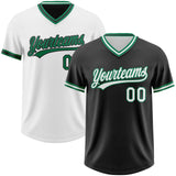 Custom Black White-Kelly Green Reversible Pullover Baseball Jersey Shirt
