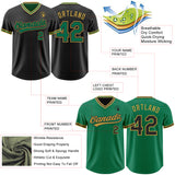 Custom Black Kelly Green-Old Gold Reversible Pullover Baseball Jersey Shirt