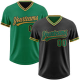 Custom Black Kelly Green-Old Gold Reversible Pullover Baseball Jersey Shirt