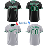 Custom Black Gray Reversible Pullover Baseball Jersey Shirt