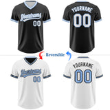 Custom Black White-Light Blue Reversible Pullover Baseball Jersey Shirt