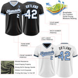 Custom Black White-Light Blue Reversible Pullover Baseball Jersey Shirt