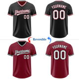 Custom Black White-Crimson Reversible Pullover Baseball Jersey Shirt