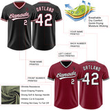 Custom Black White-Crimson Reversible Pullover Baseball Jersey Shirt
