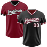 Custom Black White-Crimson Reversible Pullover Baseball Jersey Shirt