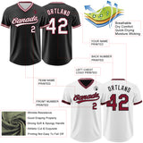 Custom Black White-Crimson Reversible Pullover Baseball Jersey Shirt